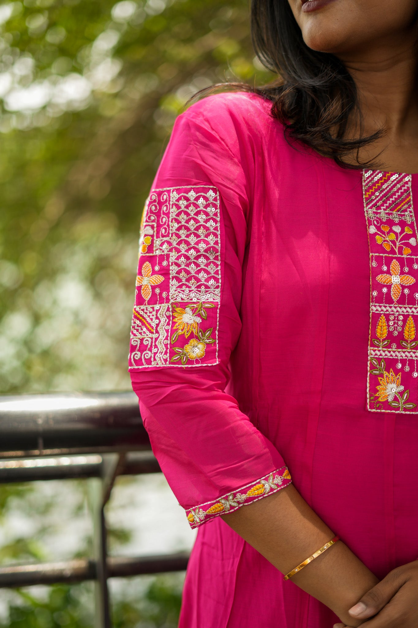 Pink Mul Chanderi Salwar Set with Pink Dupatta