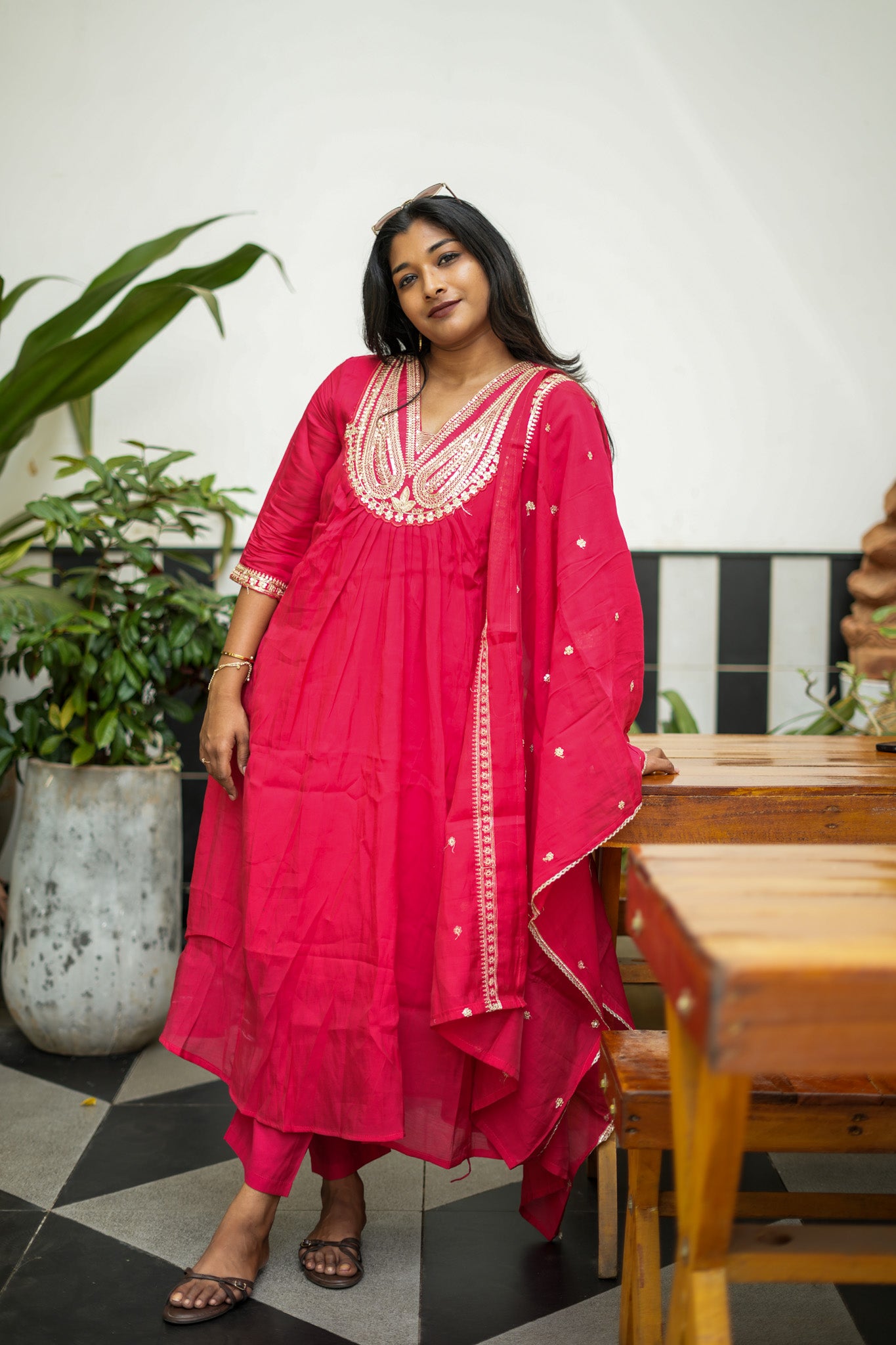 Pink Embroidered Anarkali Suit