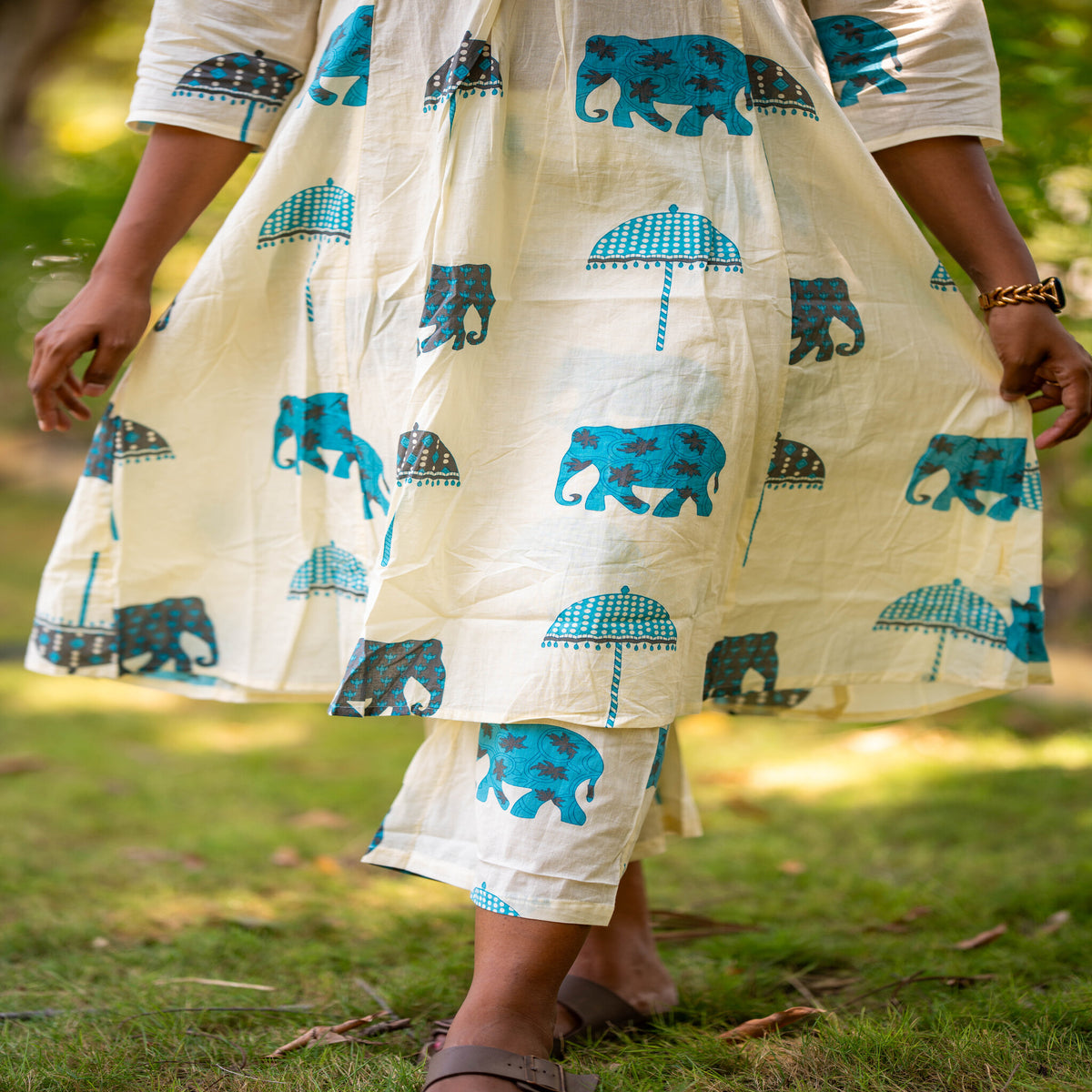 Elephant and Umbrella Motif Co-ords