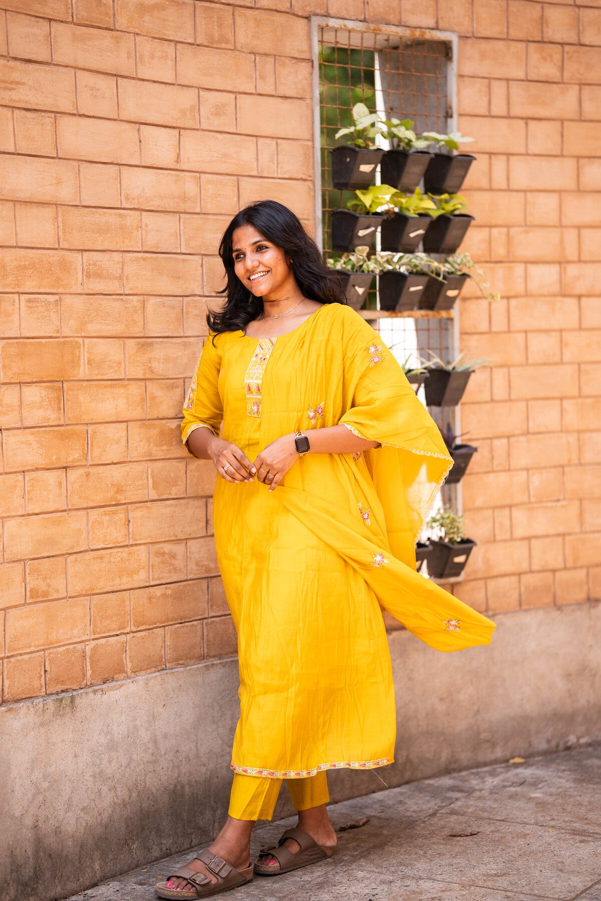Yellow Embroidered 3-Piece Salwar Suit