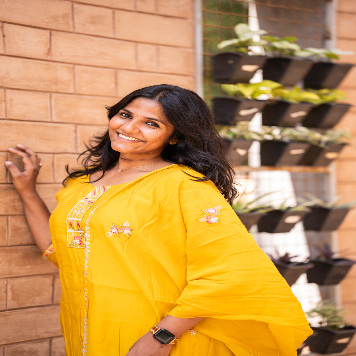 Yellow Embroidered 3-Piece Salwar Suit