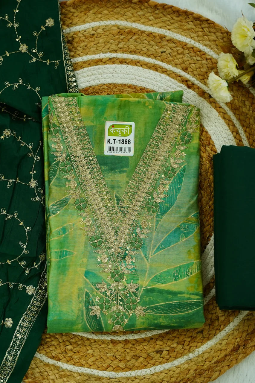 Emerald Vanya Embroidered Unstitched Kurti Set
