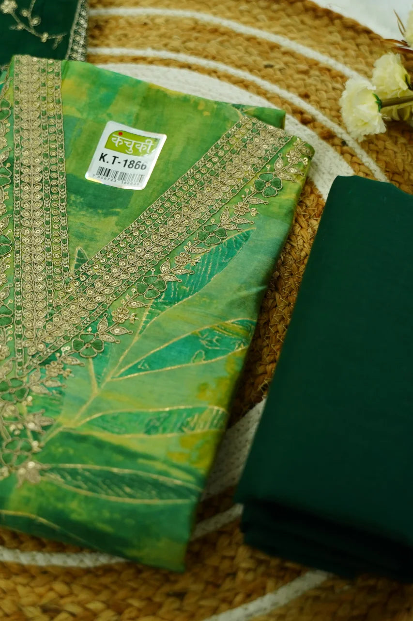 Emerald Vanya Embroidered Unstitched Kurti Set