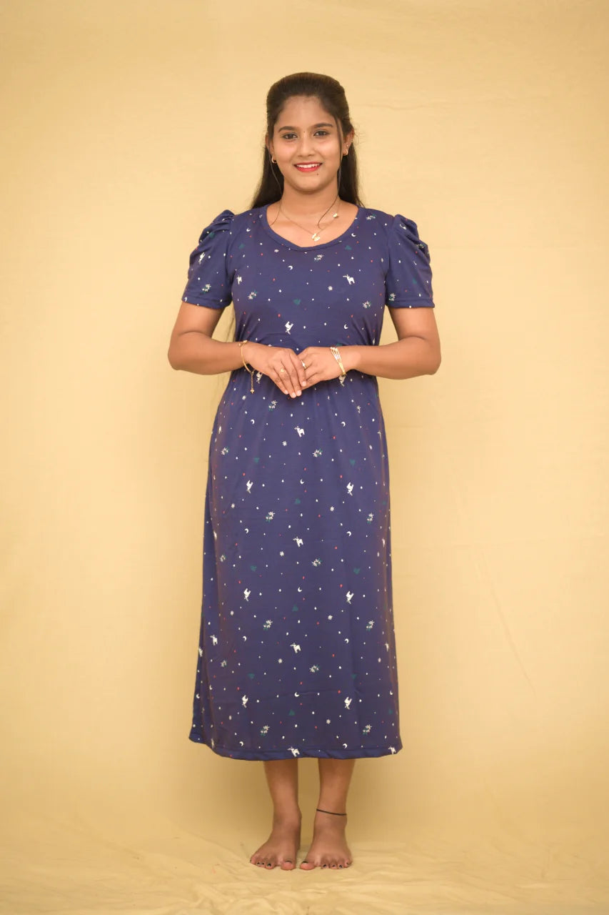 Midnight Sky Printed Cotton Maternity Kurti