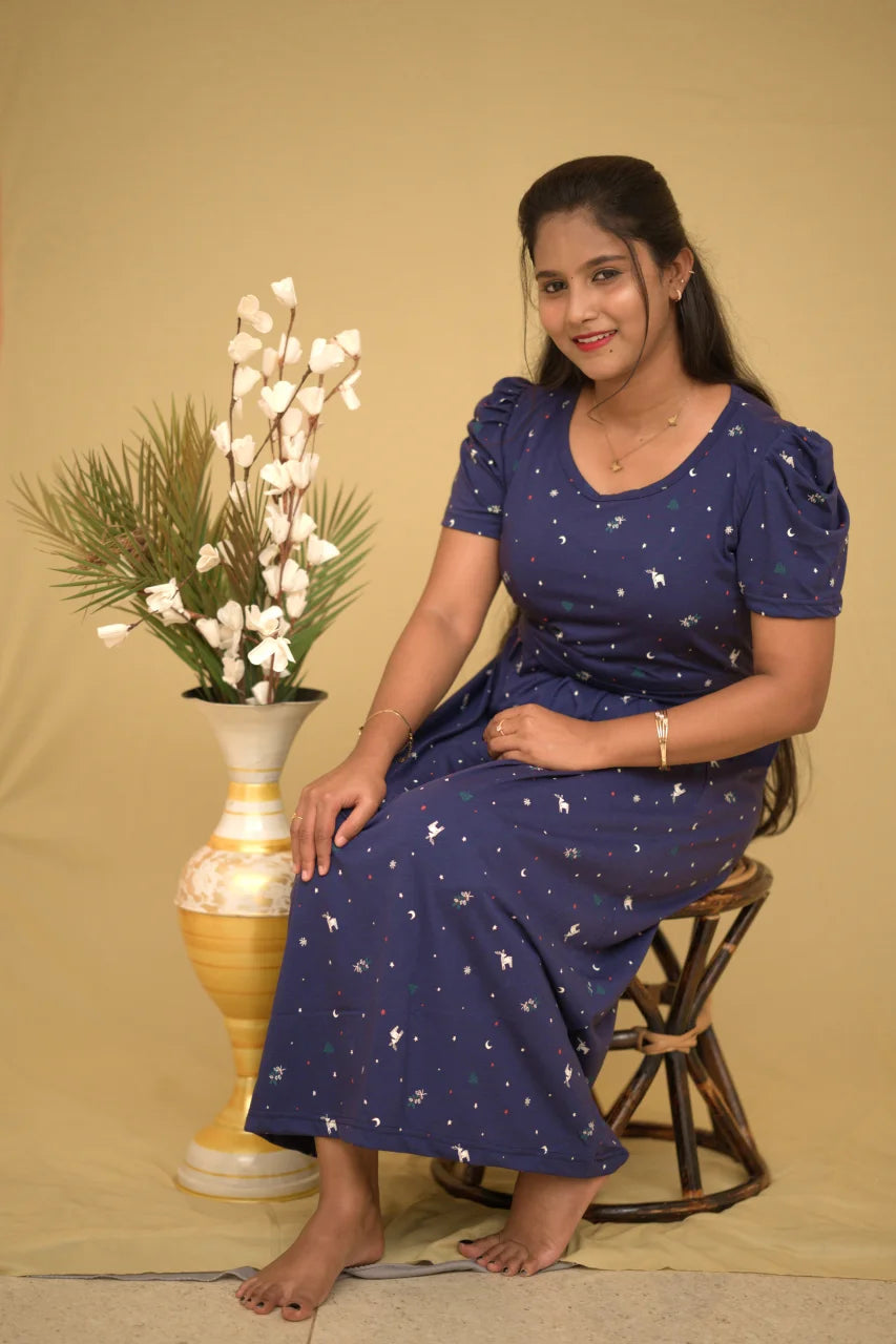 Midnight Sky Printed Cotton Maternity Kurti