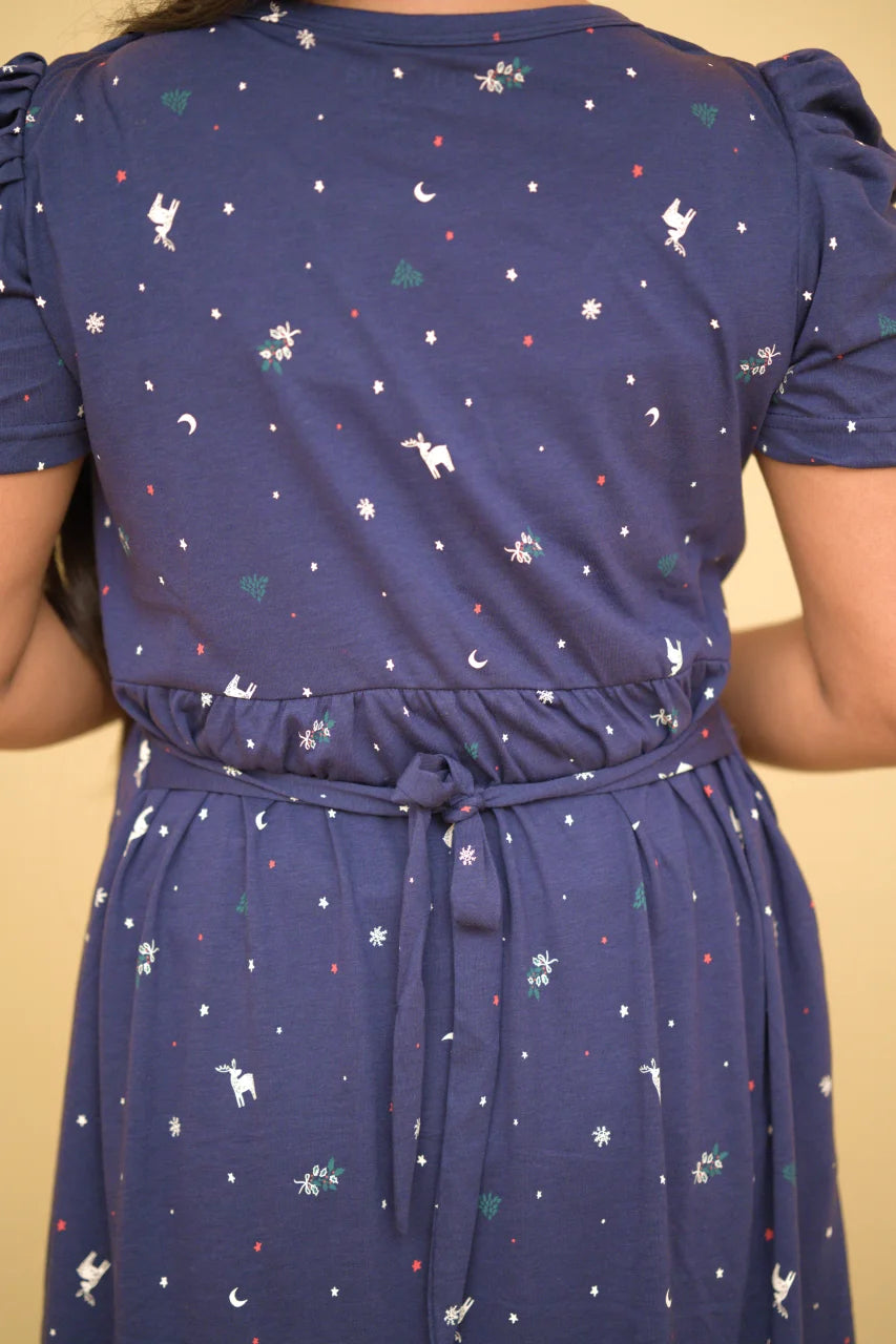 Midnight Sky Printed Cotton Maternity Kurti