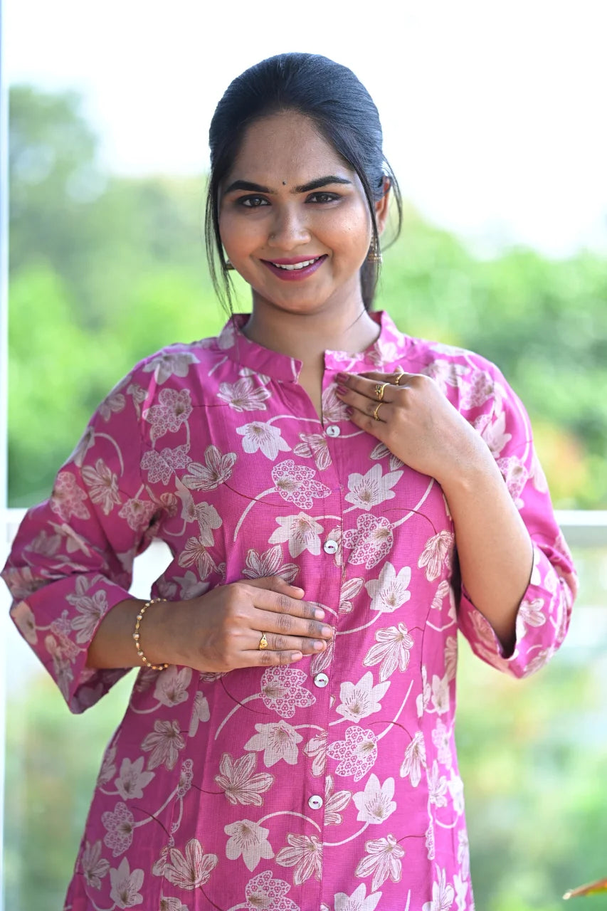 Rose Petal Printed Straight Kurti