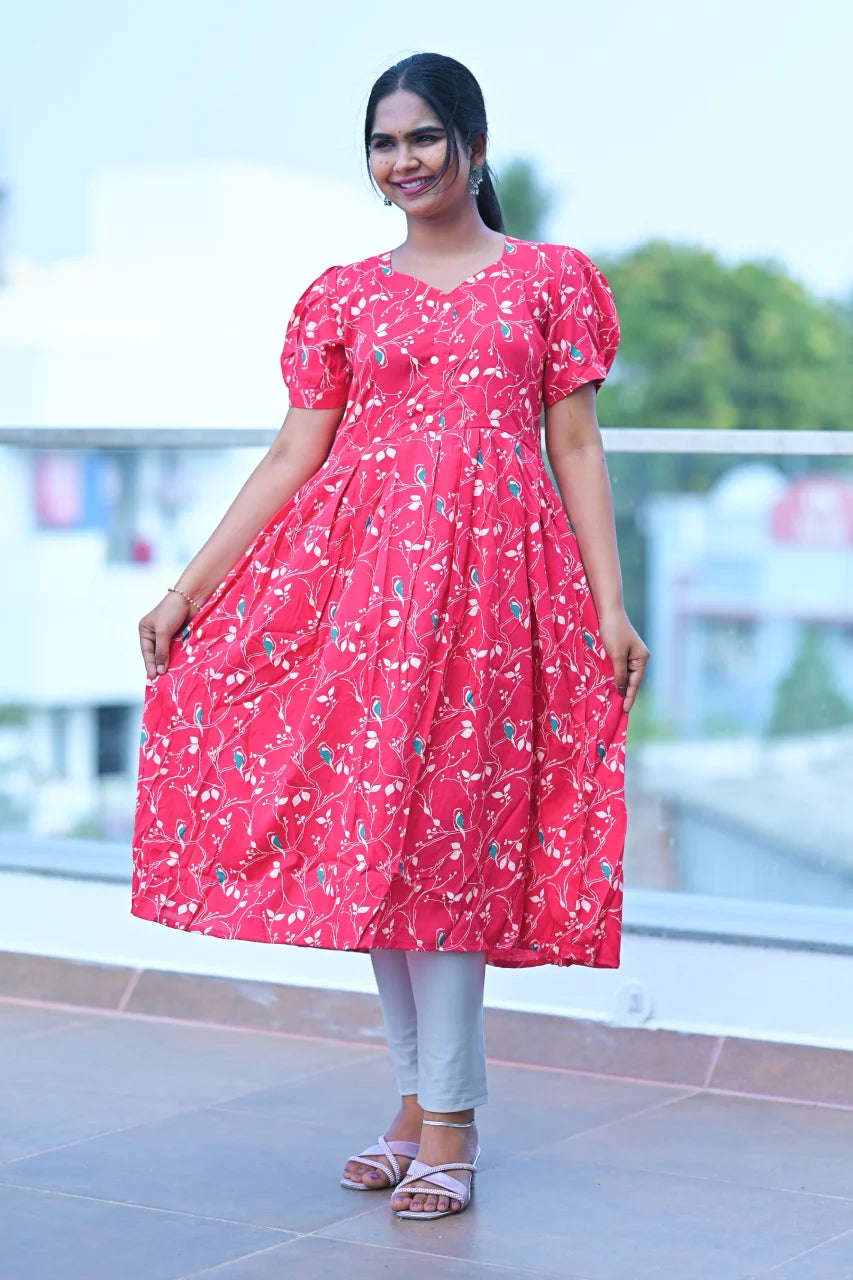 Ruby Bloom Printed Cotton A-Line Kurti