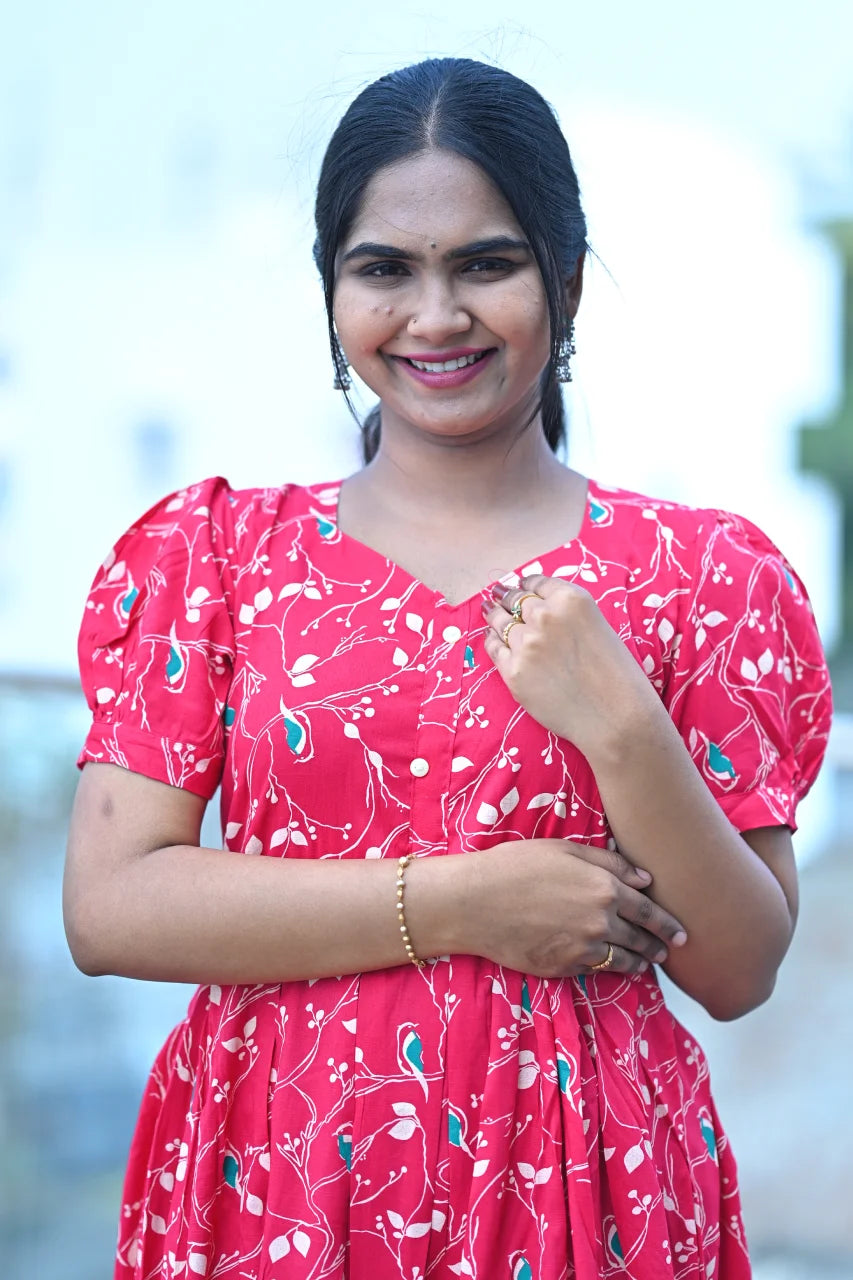 Ruby Bloom Printed Cotton A-Line Kurti