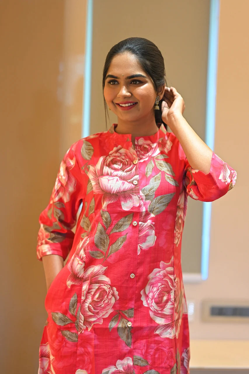 Scarlet Rose Printed Straight Kurti