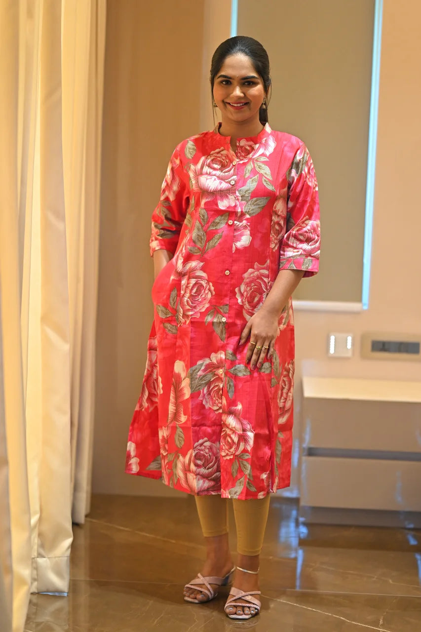 Scarlet Rose Printed Straight Kurti