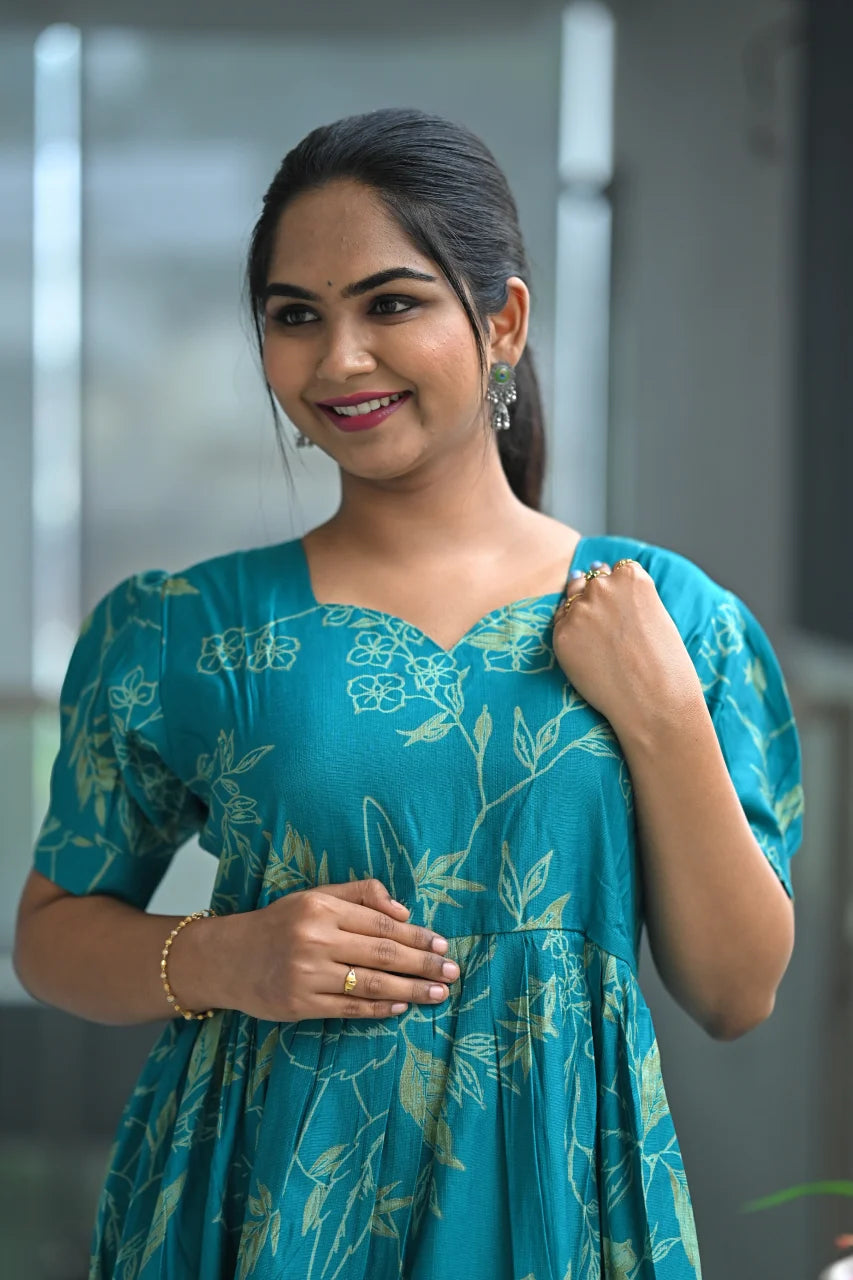 Women’s Rayon A-Line Fit & Flare Midi Dress with Sweetheart Neckline